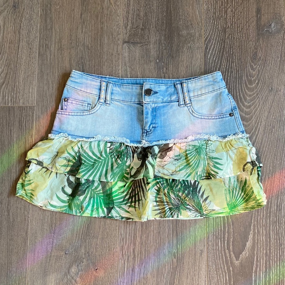 Half Denim Mini Skirt